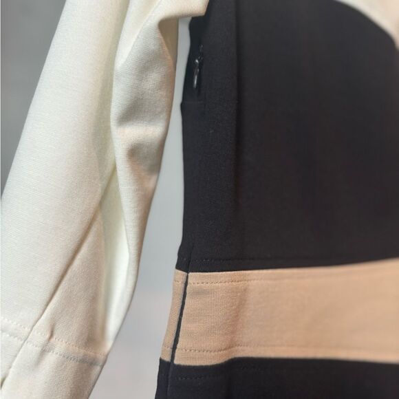 Elegant Black and Cream Dress work business stretchy fitted 6 - Picture 9 of 9